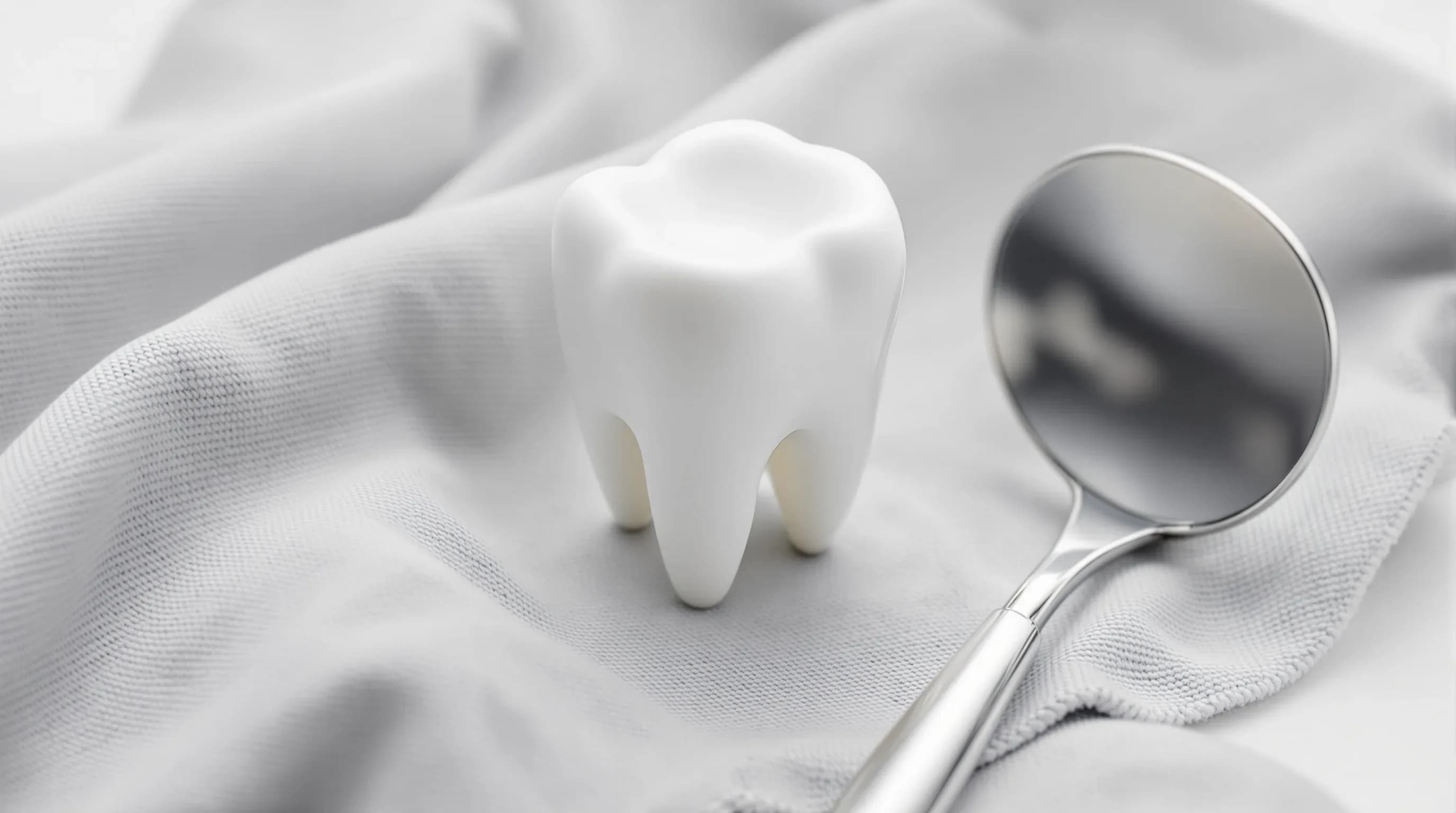 Tooth model and dental mirror for chipped tooth repair at Neola Dental in Minneola FL