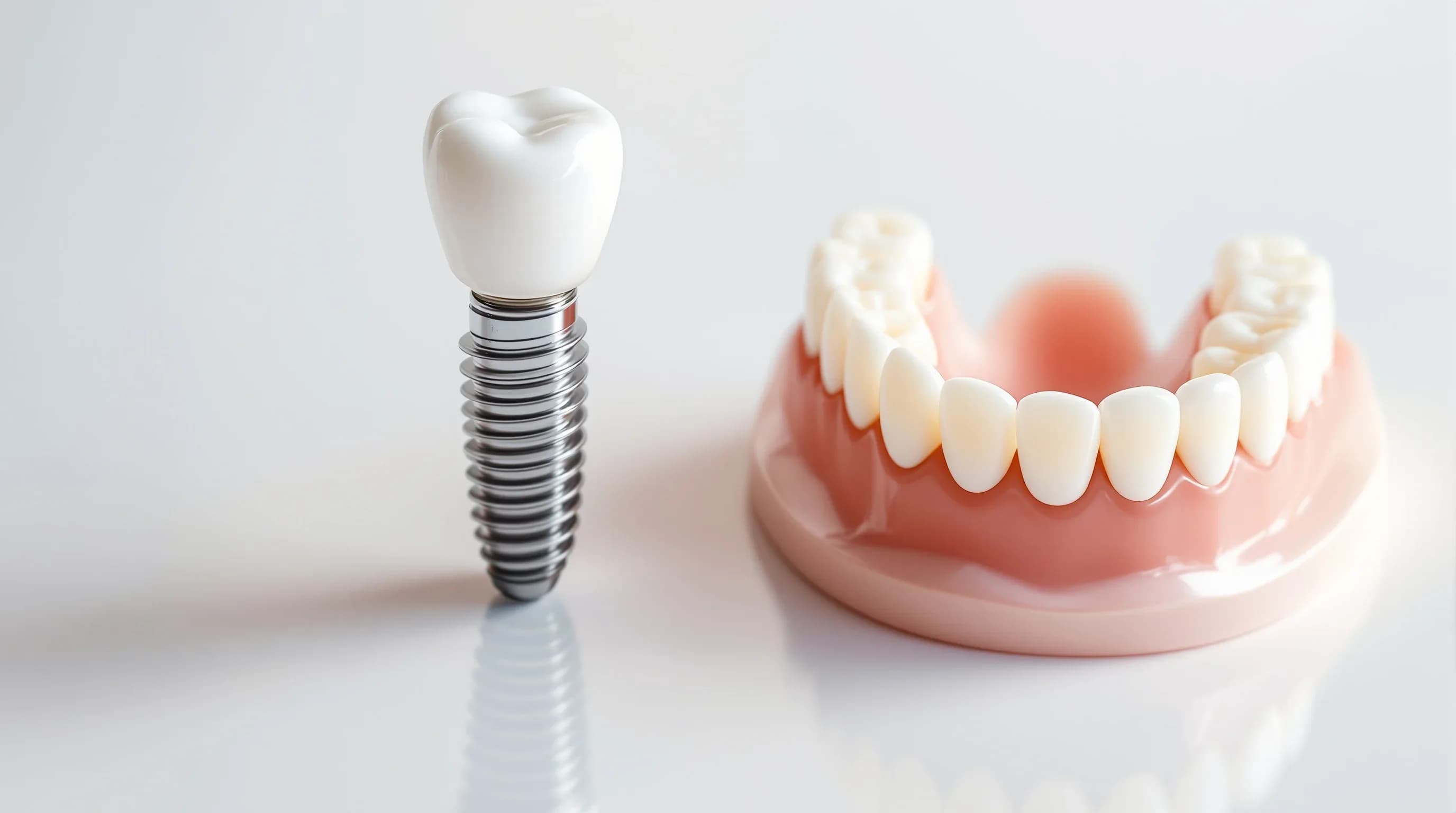 Dental implant and denture models compared at Neola Dental in Minneola, FL