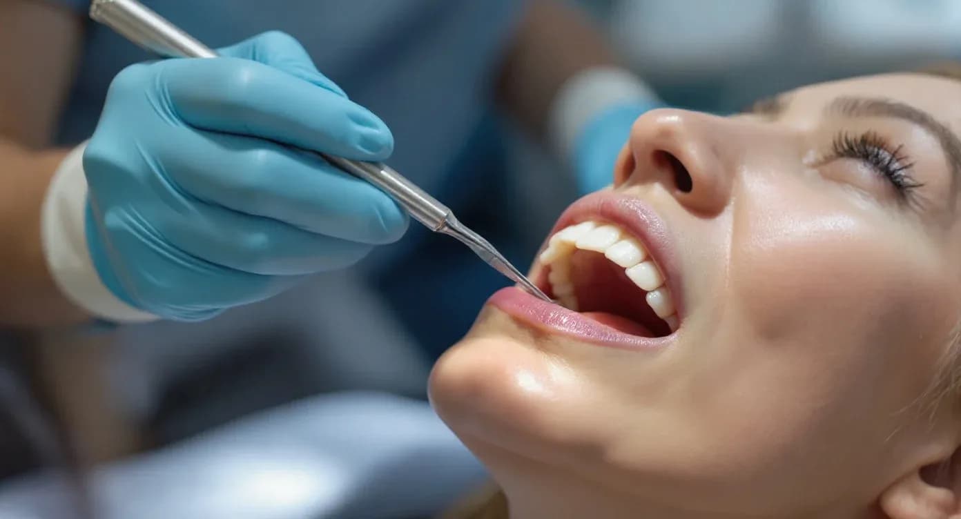 Dental hygienist performing a professional teeth cleaning at Neola Dental in Minneola, FL