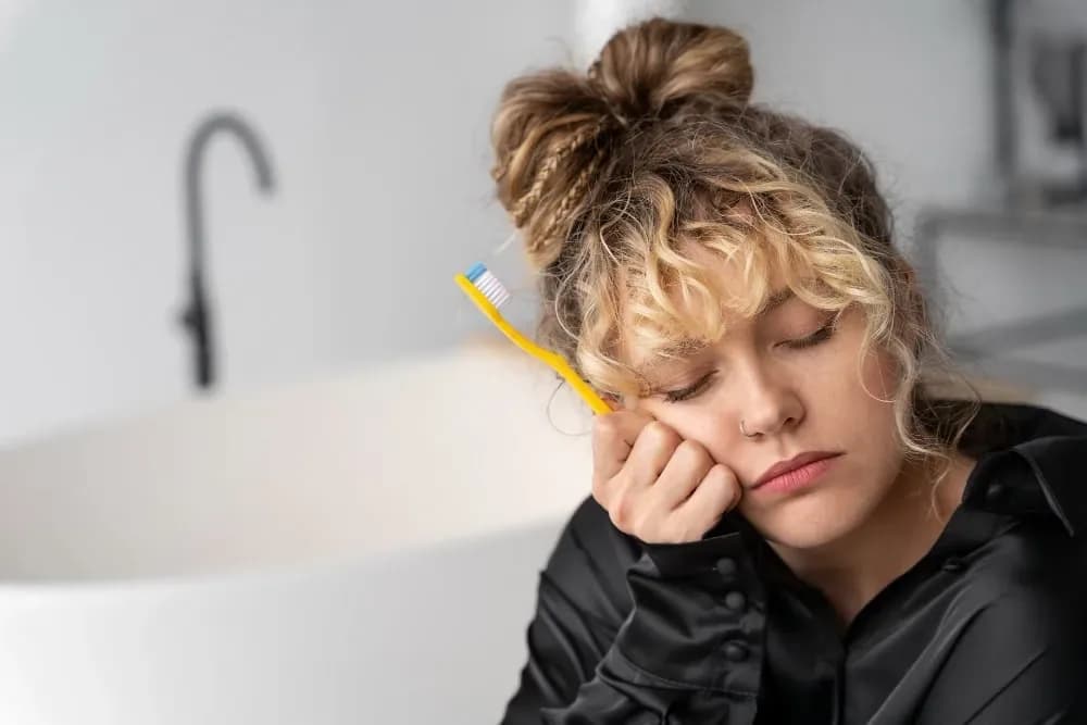 Dental patient feeling discomfort at Neola Dental in Minneola, FL.